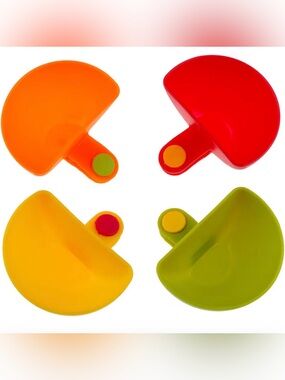 NWT Colorful Set of 4 Half-Moon Scoop Clips - Red, Orange, Yellow, Green
